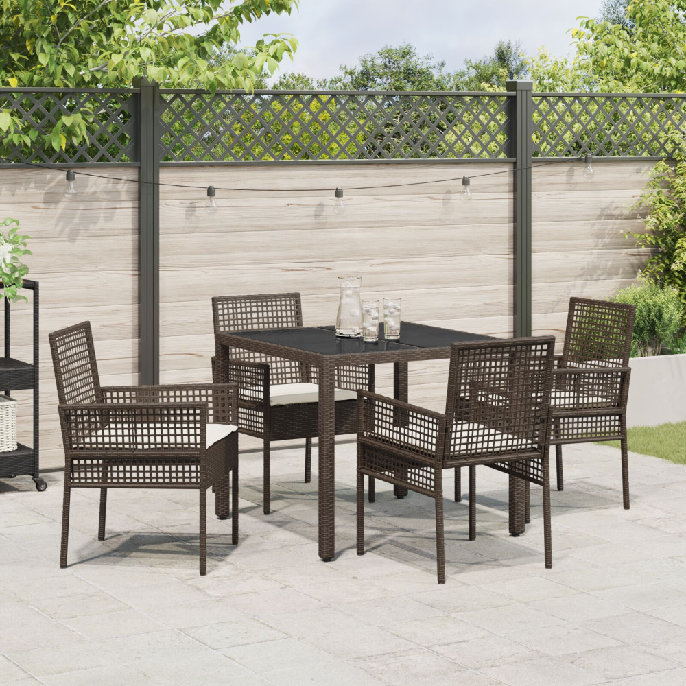Produktbild för Trädgårdsmöbelset 5 pcs Brun konstrotting