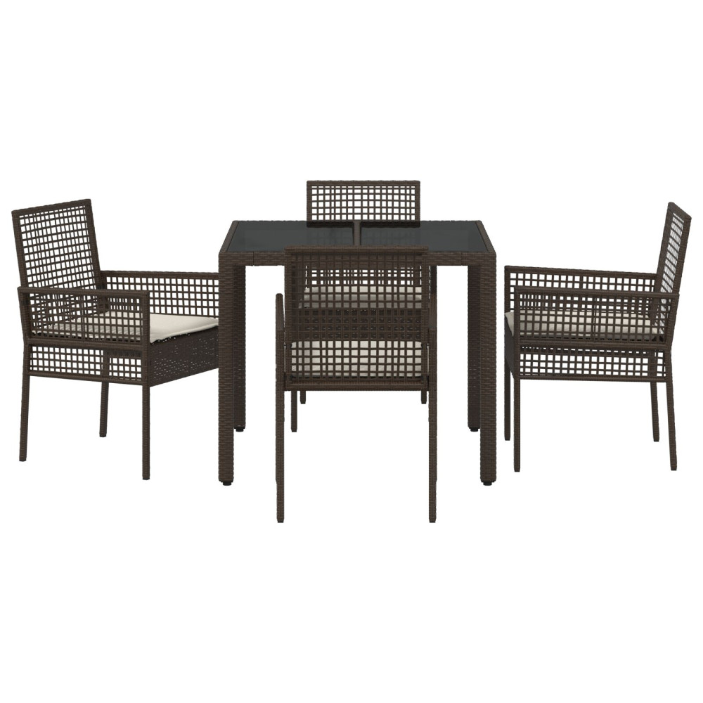 Produktbild för Trädgårdsmöbelset 5 pcs Brun konstrotting