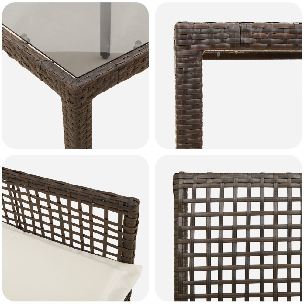 Produktbild för Trädgårdsmöbelset 5 pcs Brun konstrotting