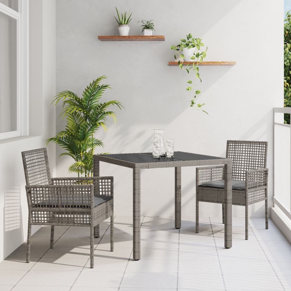 Produktbild för Trädgårdsmöbelset 3 pcs Grå konstrotting