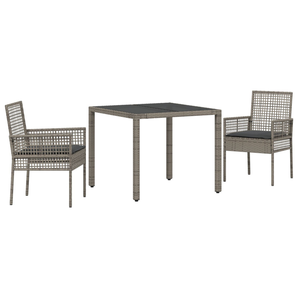 Produktbild för Trädgårdsmöbelset 3 pcs Grå konstrotting