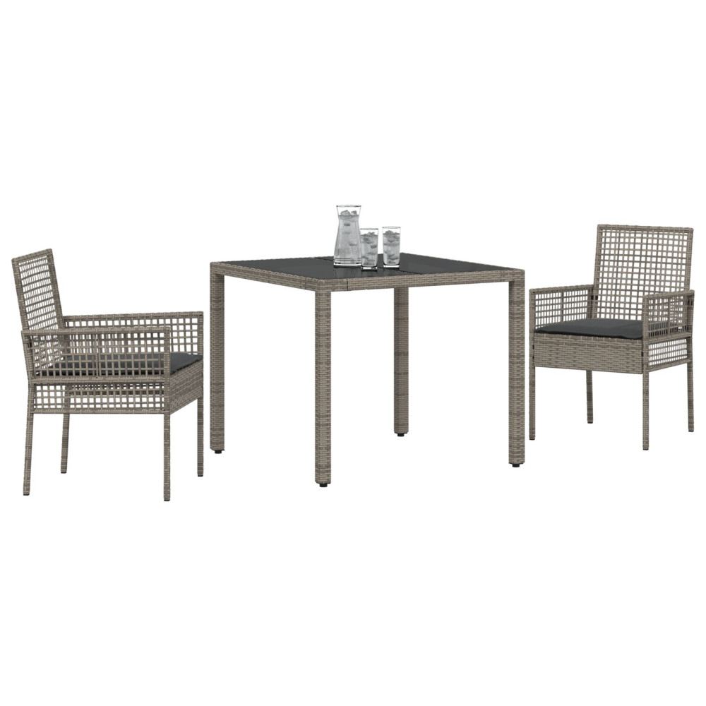 Produktbild för Trädgårdsmöbelset 3 pcs Grå konstrotting