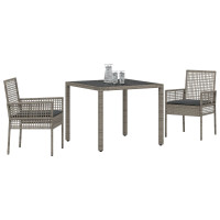 Produktbild för Trädgårdsmöbelset 3 pcs Grå konstrotting