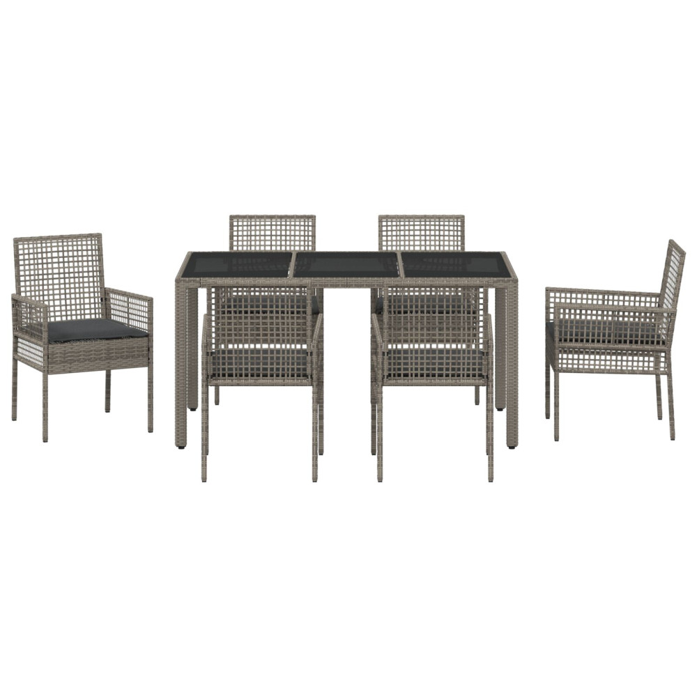 Produktbild för Trädgårdsmöbelset 7 pcs Grå konstrotting