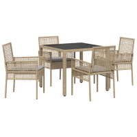 Produktbild för Trädgårdsmöbelset 5 pcs Beige konstrotting