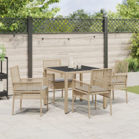 Produktbild för Trädgårdsmöbelset 5 pcs Beige konstrotting