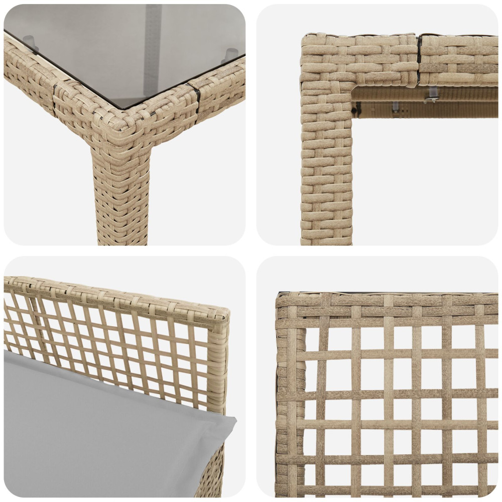 Produktbild för Trädgårdsmöbelset 5 pcs Beige konstrotting