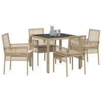 Produktbild för Trädgårdsmöbelset 5 pcs Beige konstrotting