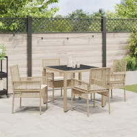 Produktbild för Trädgårdsmöbelset 5 pcs Beige konstrotting