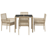 Produktbild för Trädgårdsmöbelset 5 pcs Beige konstrotting