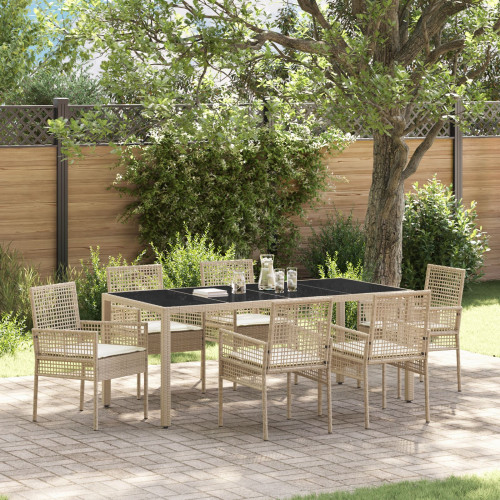 vidaXL Trädgårdsmöbelset 7 pcs Beige konstrotting
