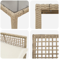 Produktbild för Trädgårdsmöbelset 9 pcs Beige konstrotting