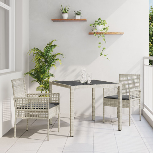 vidaXL Trädgårdsmöbelset 3 pcs Ljusgrå konstrotting