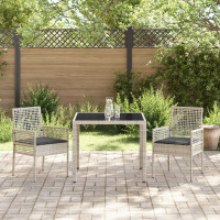 Produktbild för Trädgårdsmöbelset 3 pcs Ljusgrå konstrotting