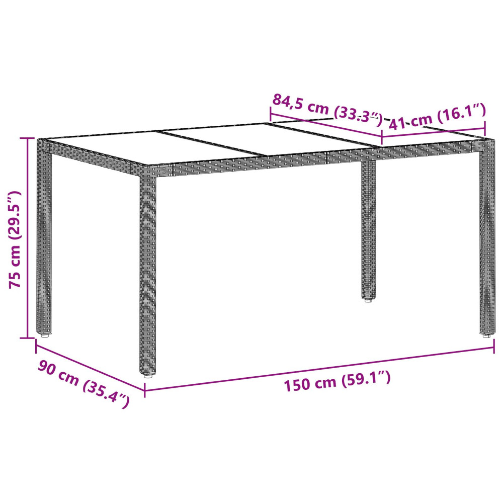 Produktbild för Trädgårdsmöbelset 7 pcs Ljusgrå konstrotting