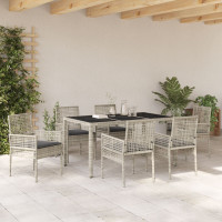 Produktbild för Trädgårdsmöbelset 7 pcs Ljusgrå konstrotting