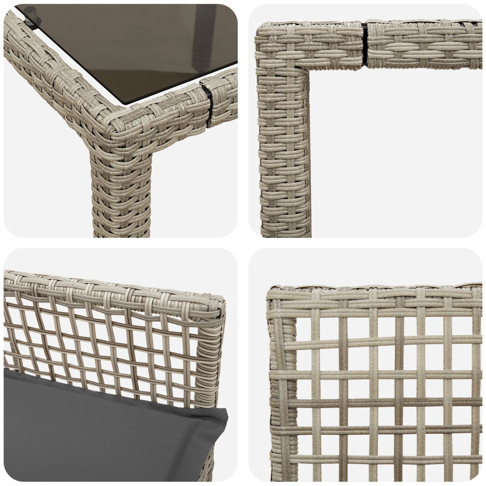 Produktbild för Trädgårdsmöbelset 7 pcs Ljusgrå konstrotting