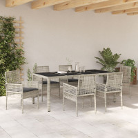 Produktbild för Trädgårdsmöbelset 7 pcs Ljusgrå konstrotting