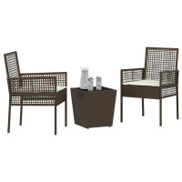 Produktbild för Trädgårds Bistro Set 3 pcs Brun konstrotting