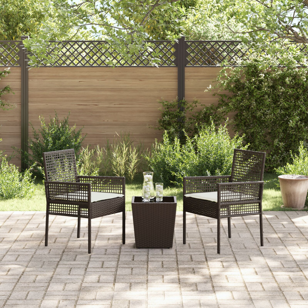 Produktbild för Trädgårds Bistro Set 3 pcs Brun konstrotting