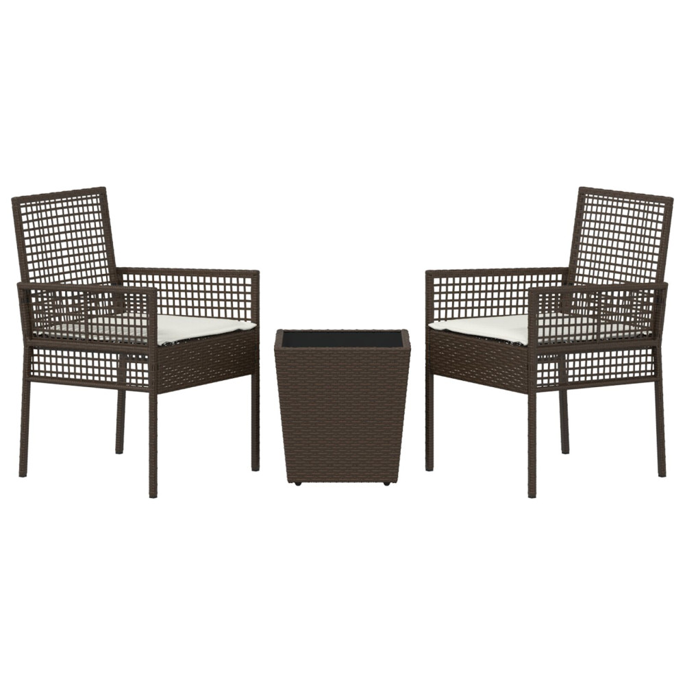 Produktbild för Trädgårds Bistro Set 3 pcs Brun konstrotting