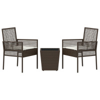 Produktbild för Trädgårds Bistro Set 3 pcs Brun konstrotting
