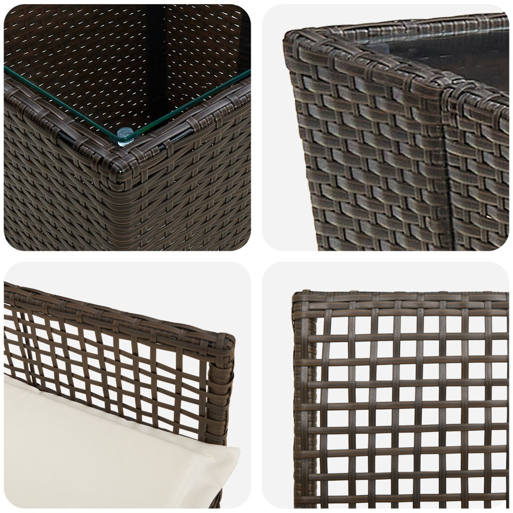 Produktbild för Trädgårds Bistro Set 3 pcs Brun konstrotting