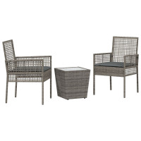 Produktbild för Trädgårds Bistro Set 3 pcs Grå konstrotting