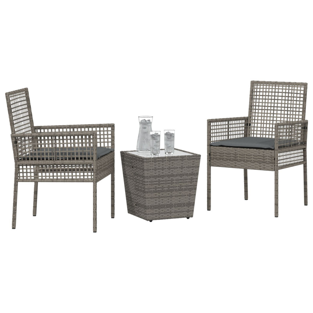 Produktbild för Trädgårds Bistro Set 3 pcs Grå konstrotting