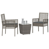 Produktbild för Trädgårds Bistro Set 3 pcs Grå konstrotting