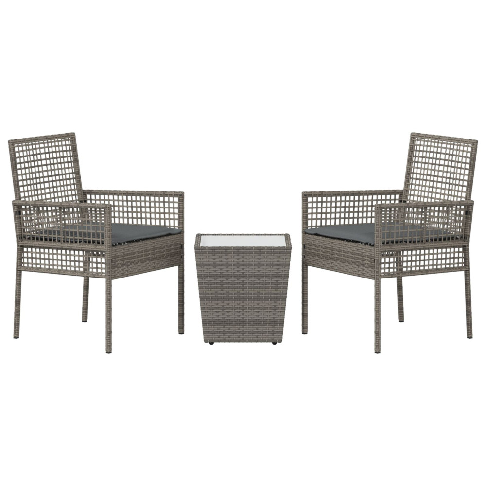 Produktbild för Trädgårds Bistro Set 3 pcs Grå konstrotting