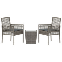 Produktbild för Trädgårds Bistro Set 3 pcs Grå konstrotting