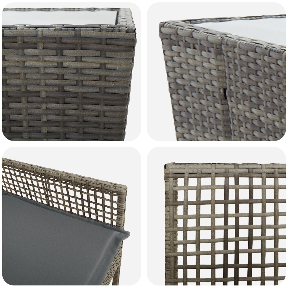 Produktbild för Trädgårds Bistro Set 3 pcs Grå konstrotting