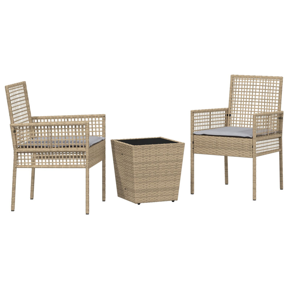 Produktbild för Trädgårds Bistro Set 3 pcs Beige konstrotting