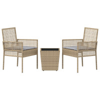 Produktbild för Trädgårds Bistro Set 3 pcs Beige konstrotting