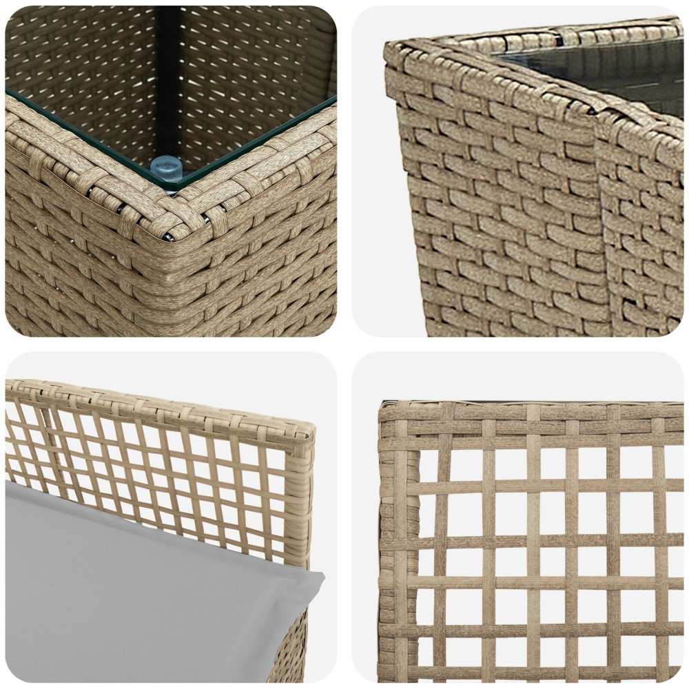 Produktbild för Trädgårds Bistro Set 3 pcs Beige konstrotting