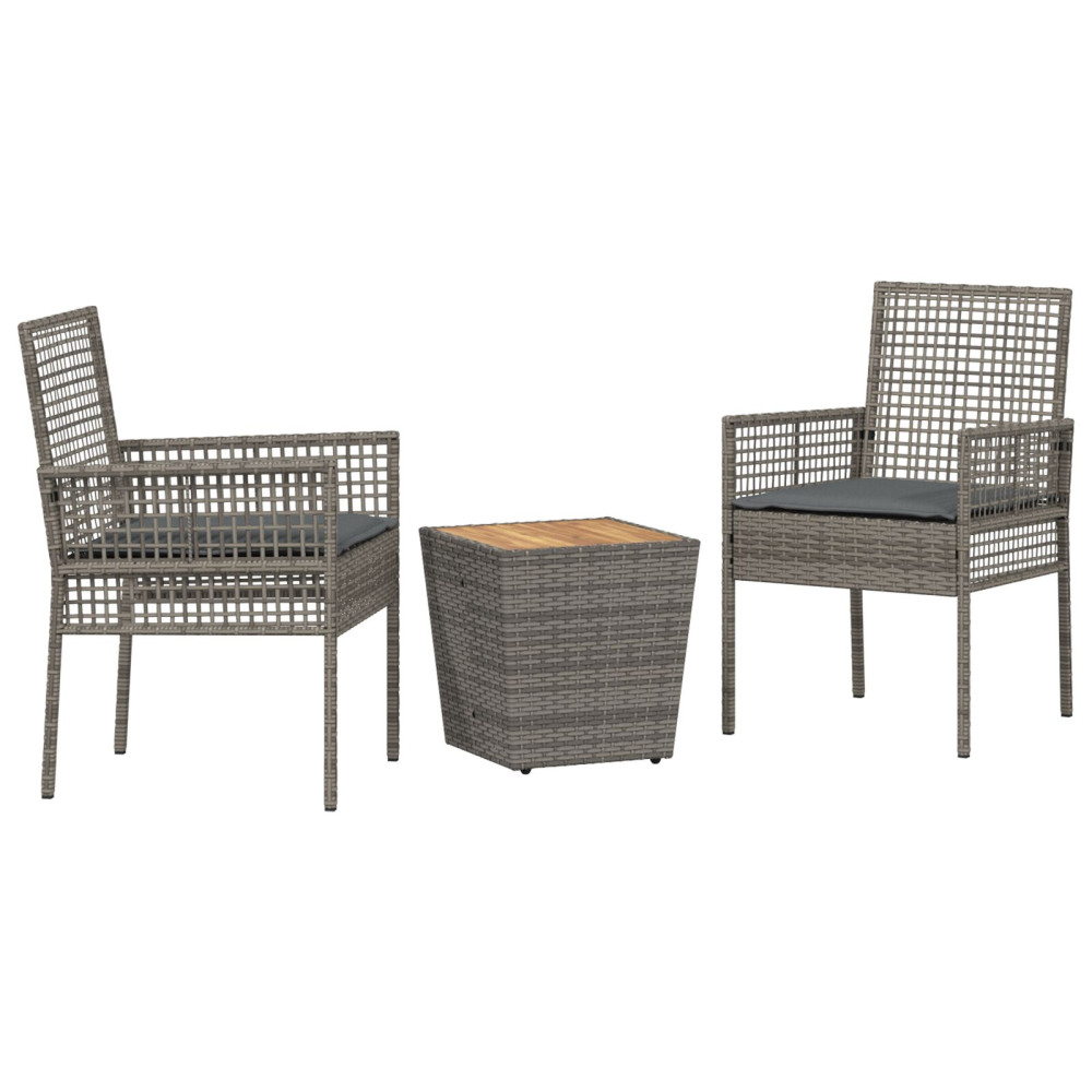Produktbild för Trädgårds Bistro Set 3 pcs Grå konstrotting