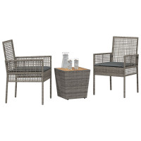 Produktbild för Trädgårds Bistro Set 3 pcs Grå konstrotting
