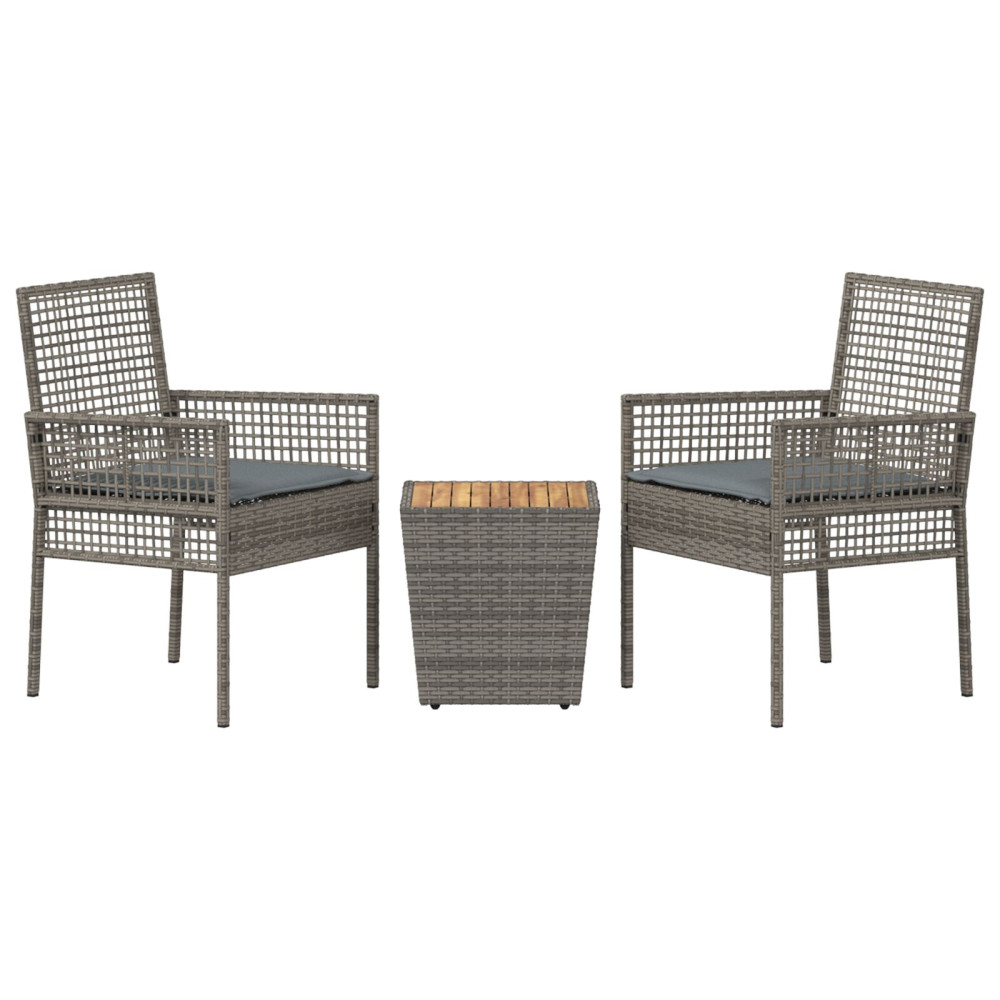 Produktbild för Trädgårds Bistro Set 3 pcs Grå konstrotting