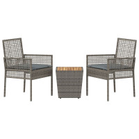 Produktbild för Trädgårds Bistro Set 3 pcs Grå konstrotting