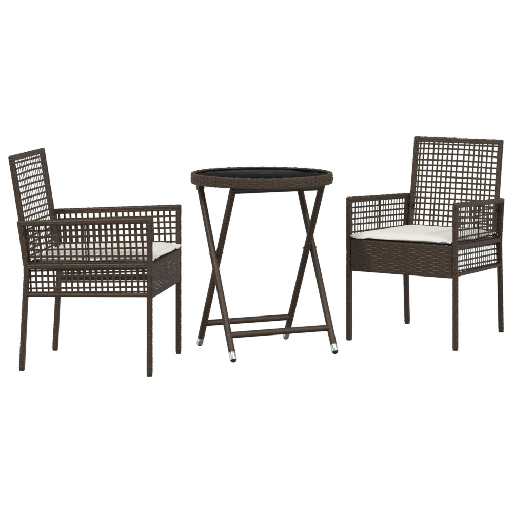 Produktbild för Trädgårds Bistro Set 3 pcs Brun konstrotting