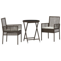 Produktbild för Trädgårds Bistro Set 3 pcs Brun konstrotting