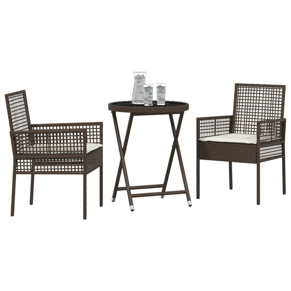 Produktbild för Trädgårds Bistro Set 3 pcs Brun konstrotting