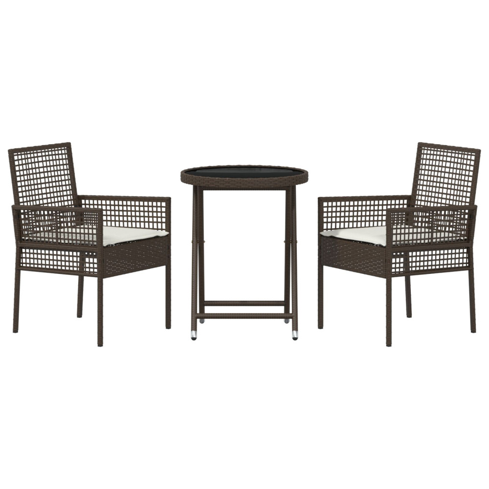 Produktbild för Trädgårds Bistro Set 3 pcs Brun konstrotting