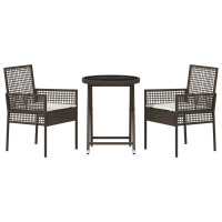 Produktbild för Trädgårds Bistro Set 3 pcs Brun konstrotting