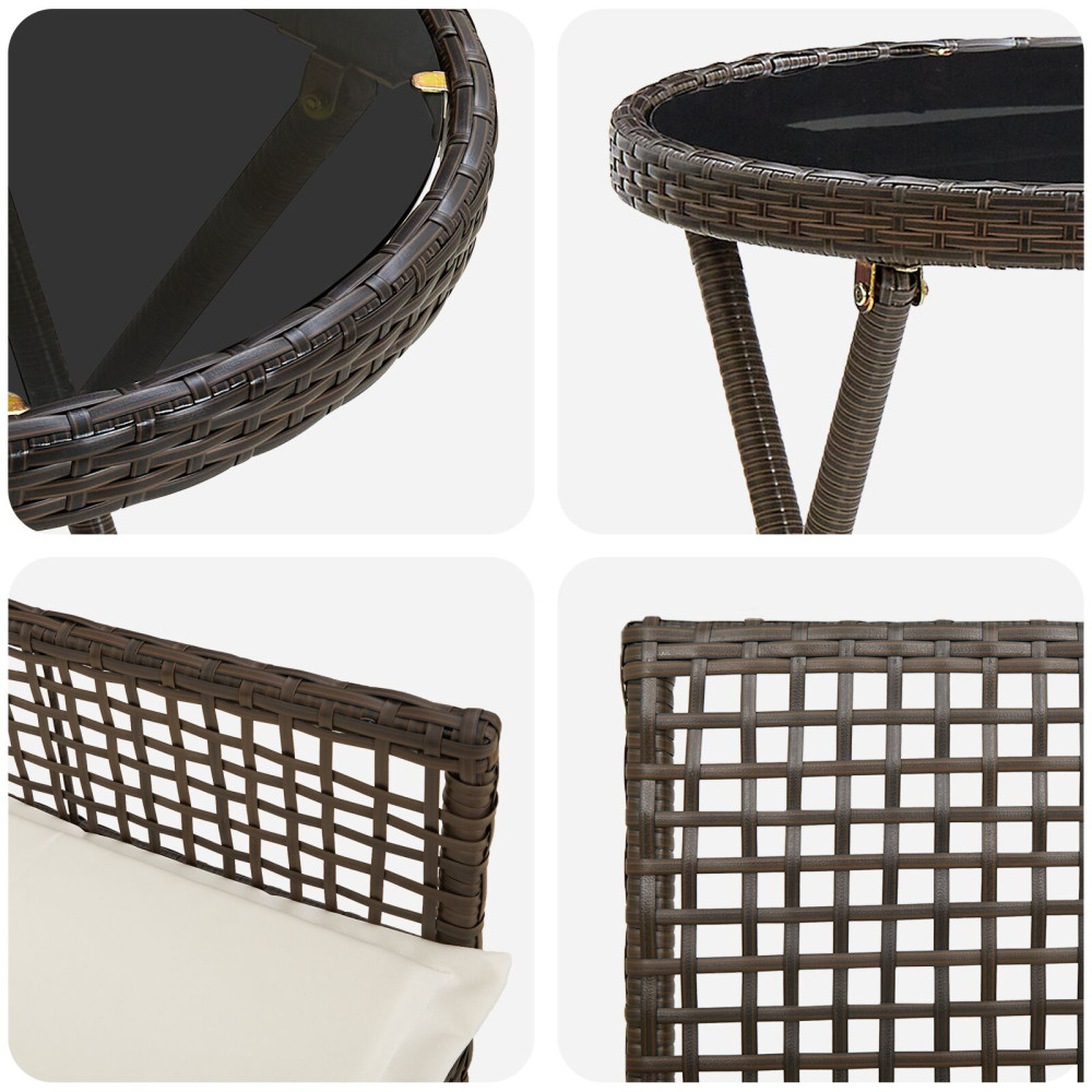 Produktbild för Trädgårds Bistro Set 3 pcs Brun konstrotting