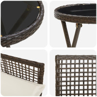 Produktbild för Trädgårds Bistro Set 3 pcs Brun konstrotting