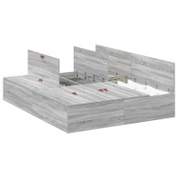 Produktbild för Förvaringssängram Grå Sonoma 140 x 190 cm Konstruerat trä