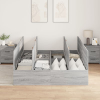 Produktbild för Förvaringssängram Grå Sonoma 140 x 190 cm Konstruerat trä