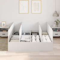 Produktbild för Förvaringssängram med lagring Vit 135 x 190 cm Konstruerat trä